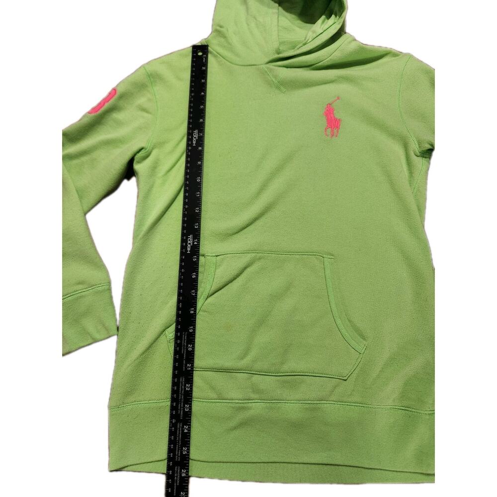 Polo Ralph Lauren Girls Big Pony Lime Green/Pink Hoodie Size XL - Picture 7 of 7